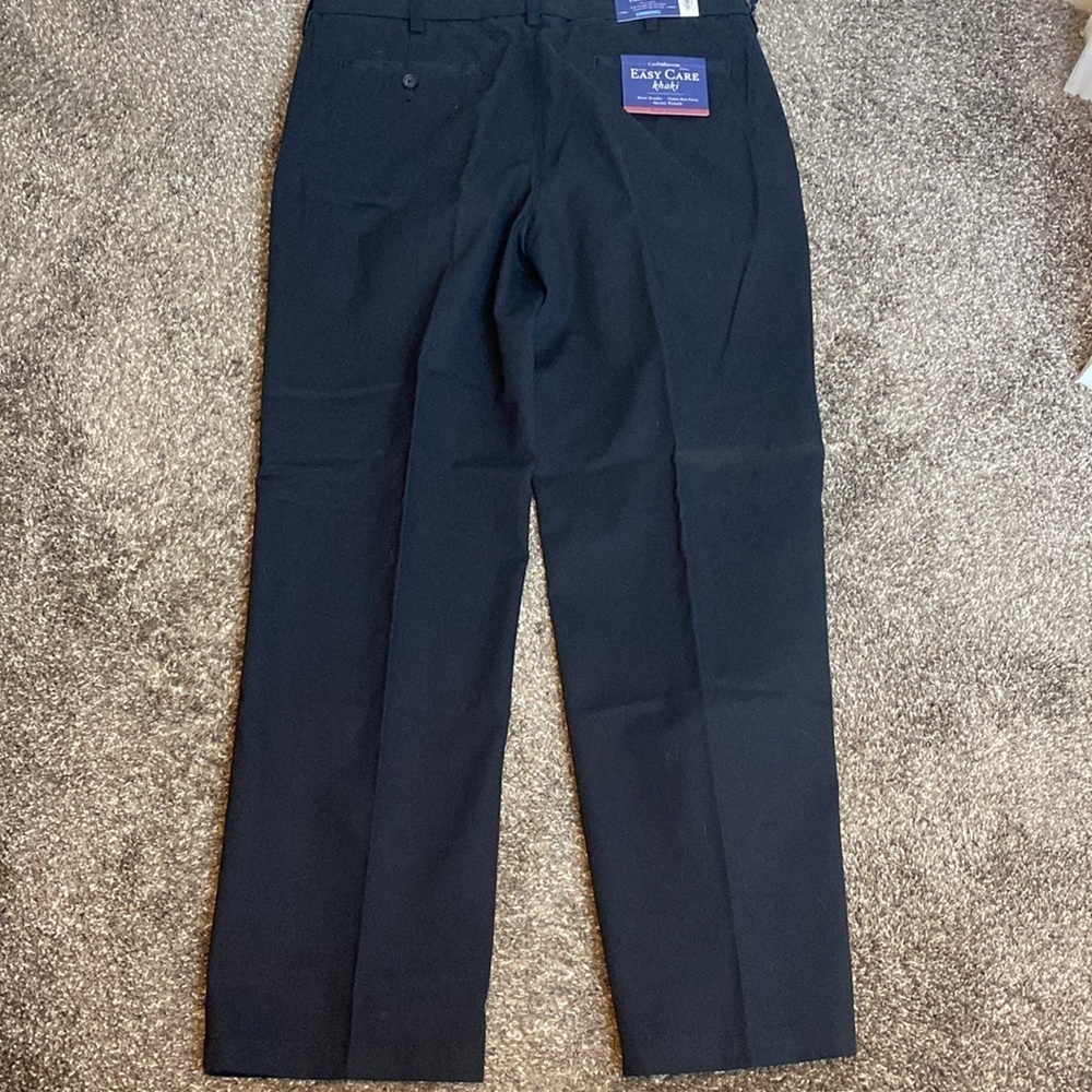 Croft & Barrow Easy Care khaki Classic Fit Flat Front Mens Black Pants 36x32 NWT - Picture 3 of 5